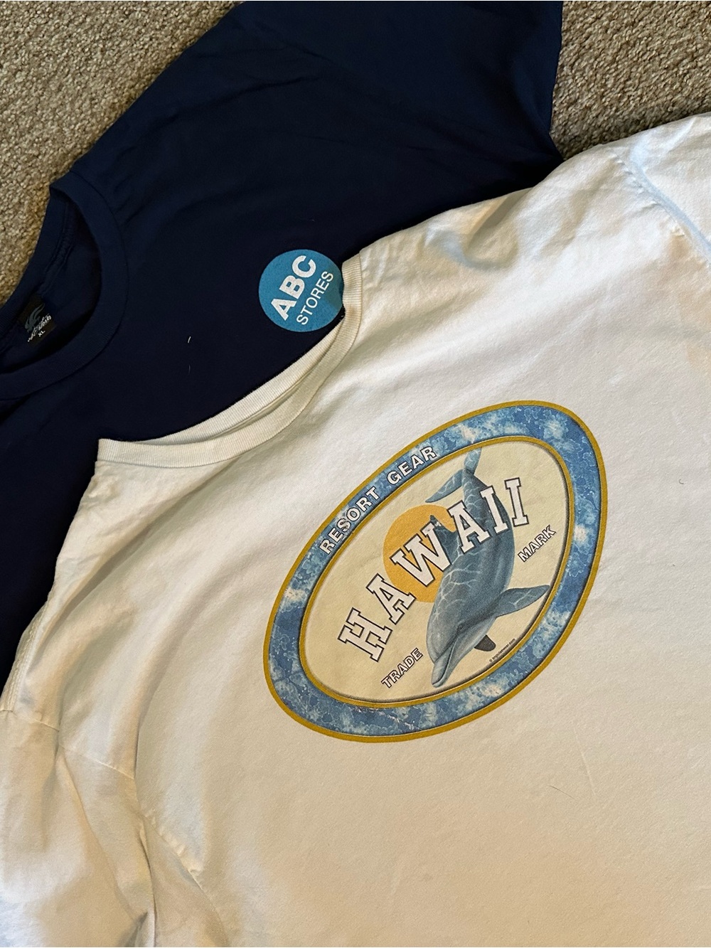 Two Men’s Short Sleeve Hawaii Graphic Tees - White and Blue